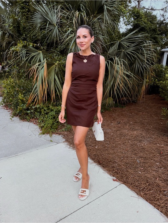 Faithfull the Brand Dresses & Skirts - Brown Linen Blend Mini Dress